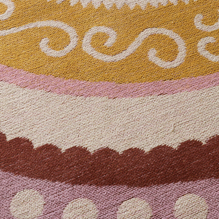 Baumwollteppich Rund - Nola Border Rosa - 3