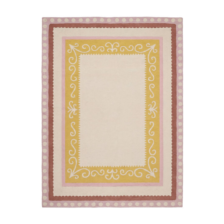 Baumwollteppich - Nola Border Rosa - 1