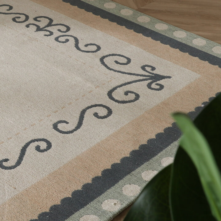 Baumwollteppich - Nola Border Grün - 2