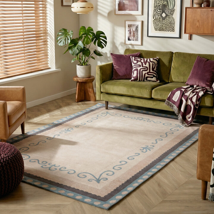 Baumwollteppich - Nola Border Blau