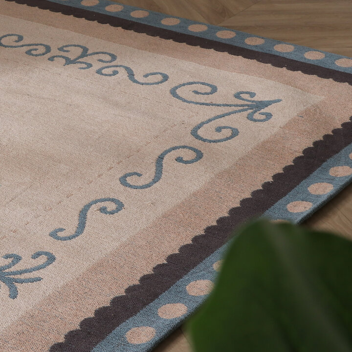 Baumwollteppich - Nola Border Blau - 2