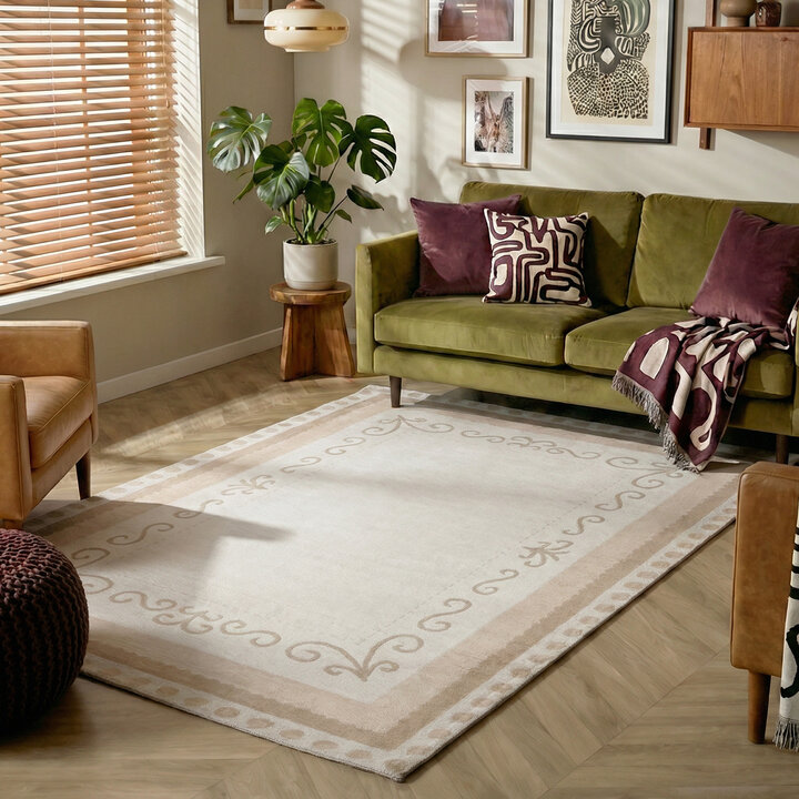 Baumwollteppich - Nola Border Creme