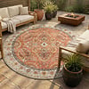 Vintage Gartenteppich Rund - Santo Flora Terrakotta - thumbnail