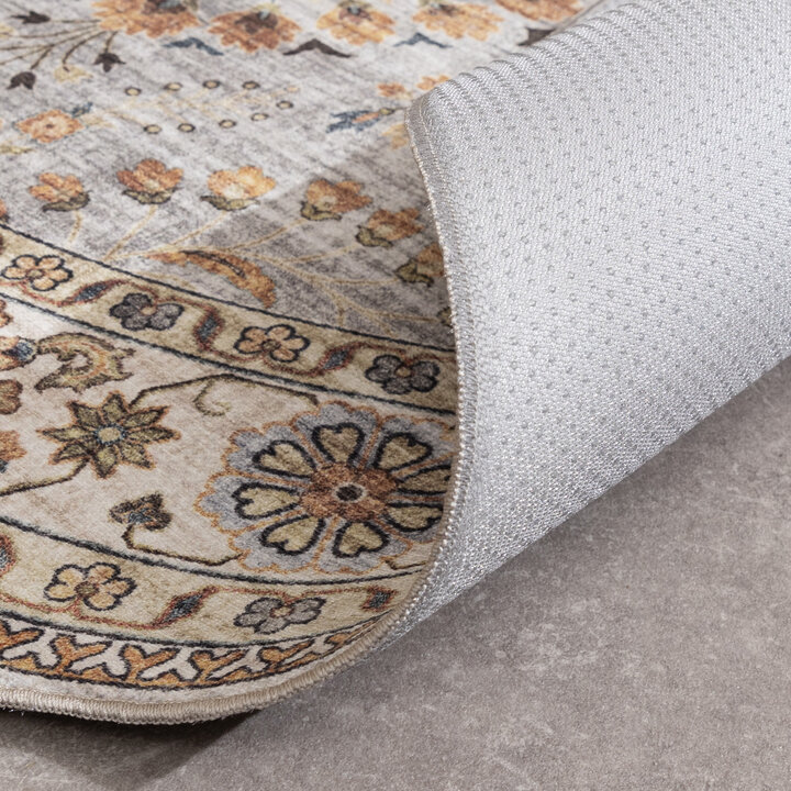 Vintage Gartenteppich Rund - Santo Flora Hellgrau - 6