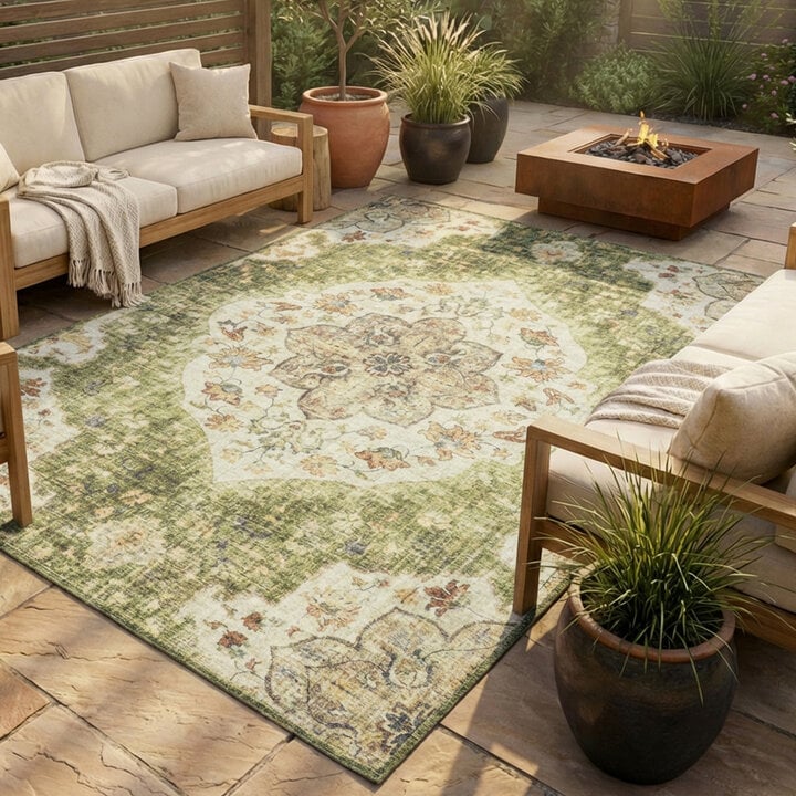 Vintage Gartenteppich - Santo Mandala Grün