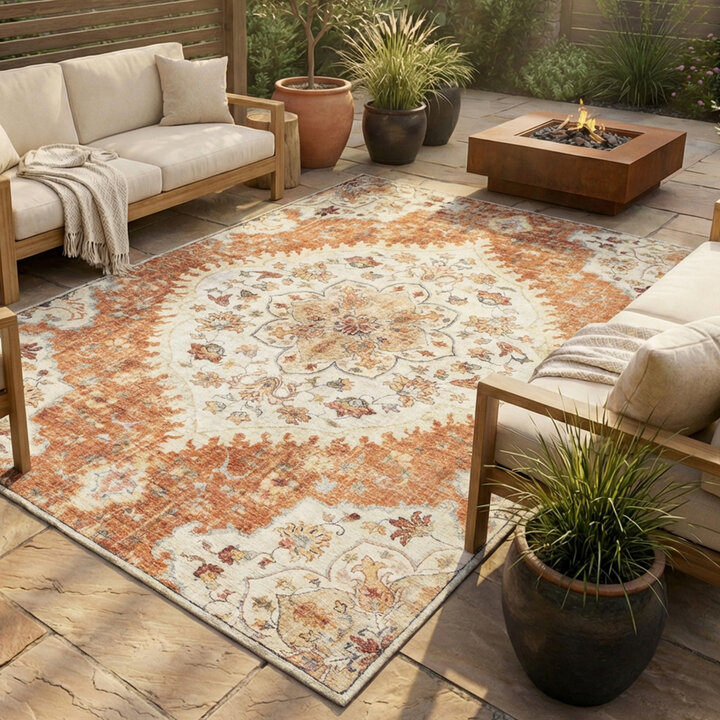 Vintage Gartenteppich - Santo Mandala Terrakotta