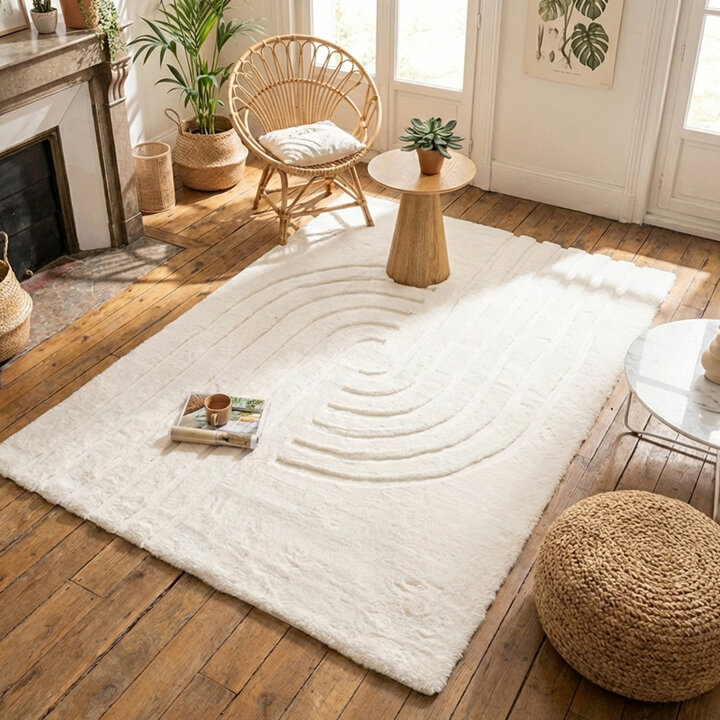 Hochflor Teppich - Carvy Curves Creme