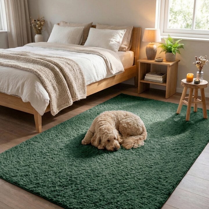 Flauschiger Teppich - Bobby Grün