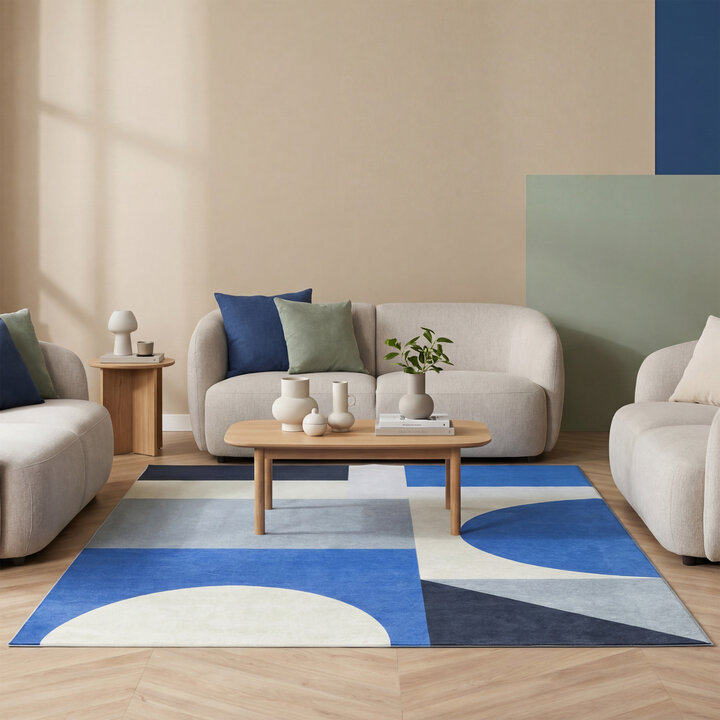 Geometrischer Teppich - Swing Shapes Blau