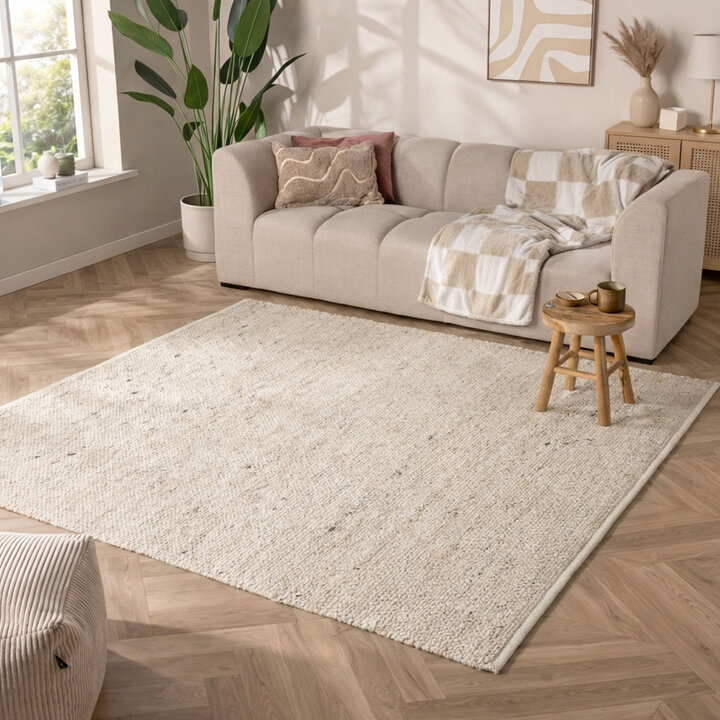 Wollteppich Quadratisch - Feline Weiß Meliert