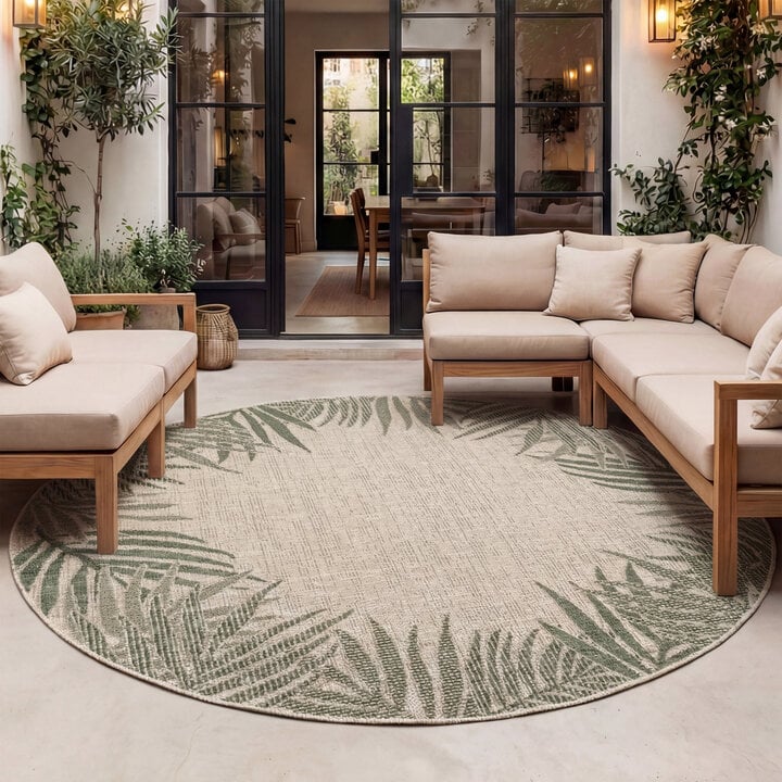 In- & Outdoor Teppich Rund - Tiga Edge Grün