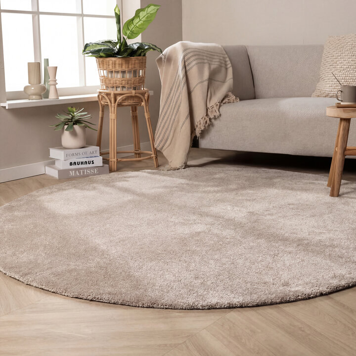 Waschbarer Teppich Rund - Clean Creme