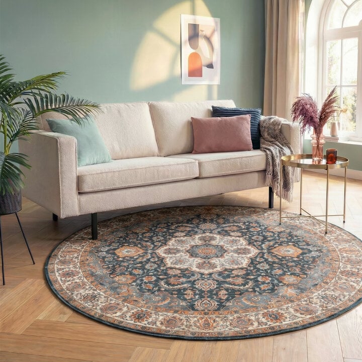 Teppich Vintage Rund - Imagine Medaillon Bunt