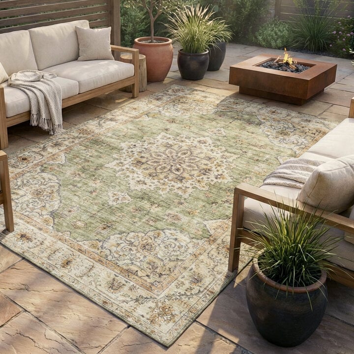 Vintage Gartenteppich - Santo Medaillon Grün