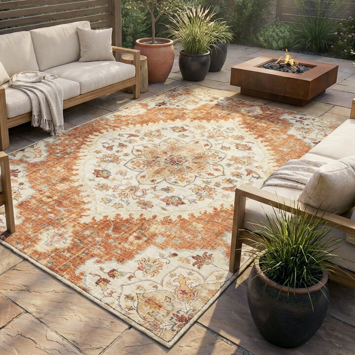 Vintage Gartenteppich - Santo Mandala Terrakotta