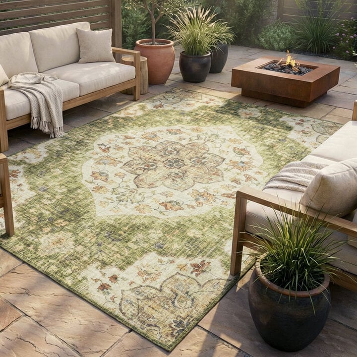 Vintage Gartenteppich - Santo Mandala Grün