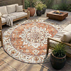 Vintage Gartenteppich Rund - Santo Medaillon Terrakotta - thumbnail