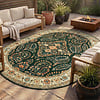 Vintage Gartenteppich Oval - Santo Flora Dunkelgrün - thumbnail