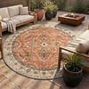 Vintage Gartenteppich Rund - Santo Flora Terrakotta - thumbnail