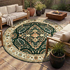 Vintage Gartenteppich Rund - Santo Flora Dunkelgrün - thumbnail