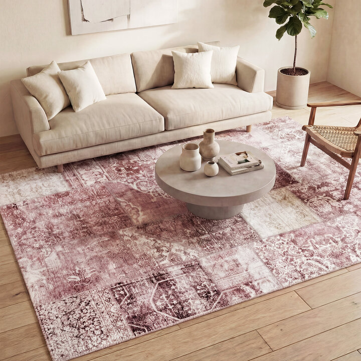 Patchwork Teppich - Lago Rot Rosa