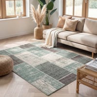 Teppich Vintage - Spring Patchwork Grün Grau