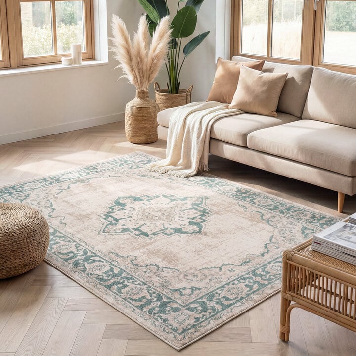 Teppich Vintage - Spring Medaillon Creme Grün