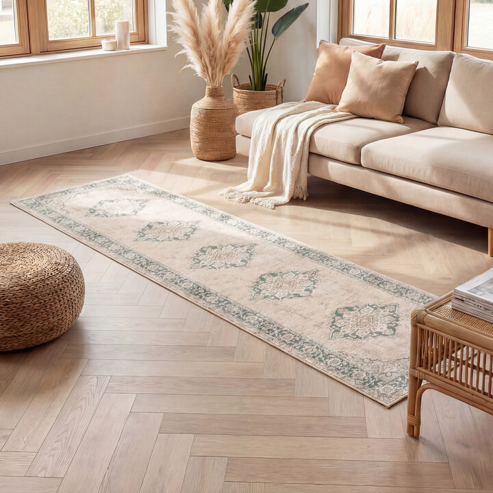 Vintage Läufer - Spring Medaillon Creme Grün