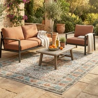 In- & Outdoor Teppich Vintage - Kairo Medaillon Creme Bunt