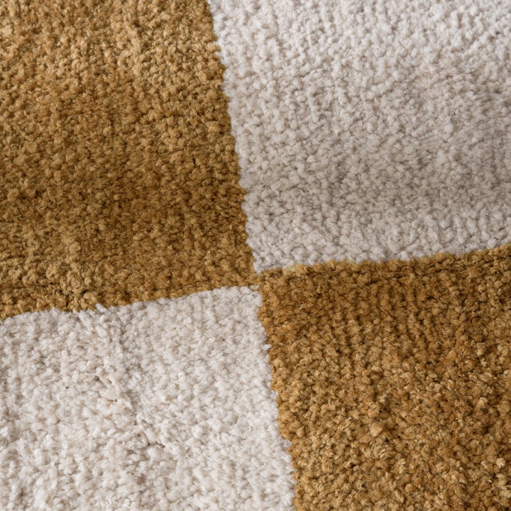 Teppich Kariert - Blox Fringe Ockergelb Weiß - 3