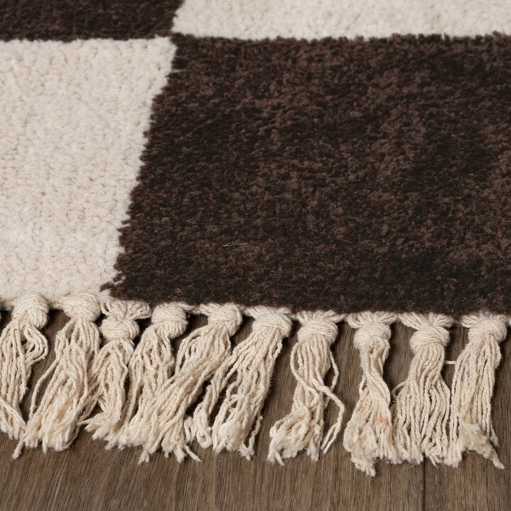 Teppich Kariert - Blox Fringe Braun Weiß - 5