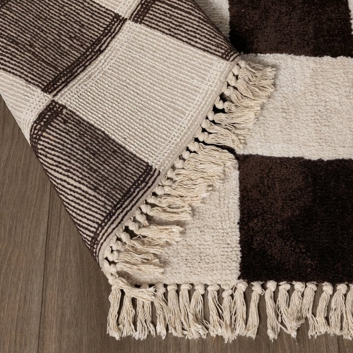 Teppich Kariert - Blox Fringe Braun Weiß - 6