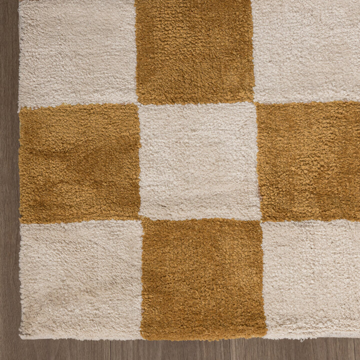 Teppich Kariert - Blox Ockergelb Weiß - 4