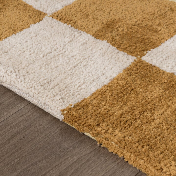 Teppich Kariert - Blox Ockergelb Weiß - 5