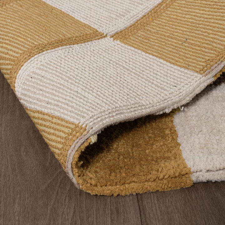 Teppich Kariert - Blox Ockergelb Weiß - 6
