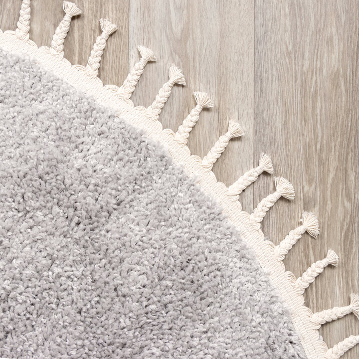 Teppich Hochflor Rund - Lofty Fringe Hellgrau - 4