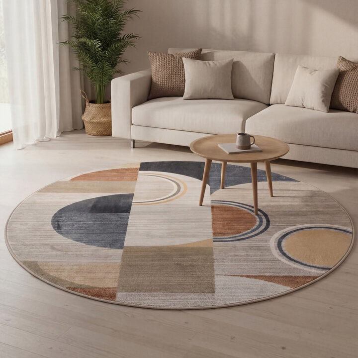 Waschbarer Teppich Rund - Misha Blocks Bunt