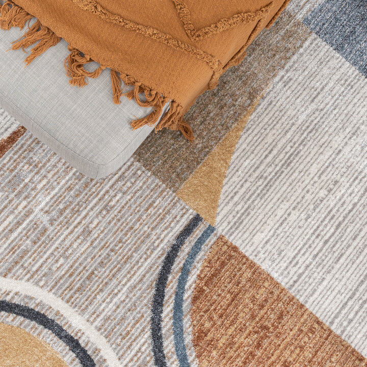 Waschbarer Teppich Rund - Misha Blocks Bunt - 2