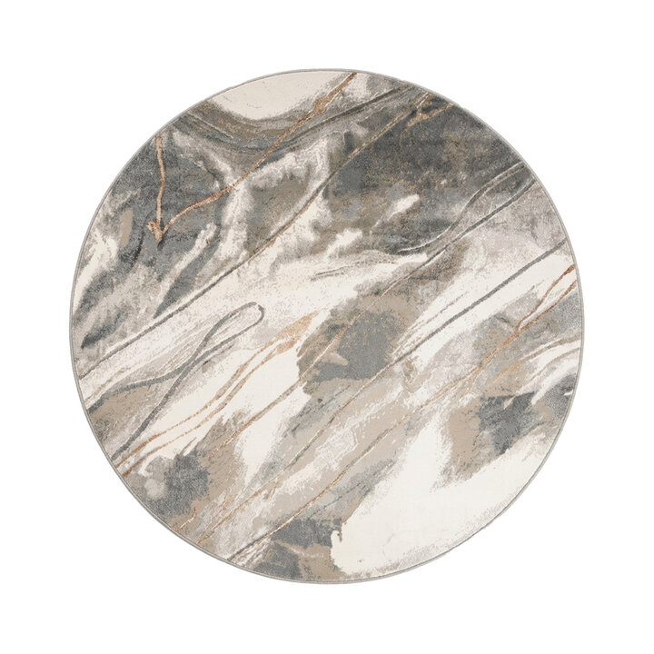 Waschbarer Teppich Rund - Misha Lines Creme Braun - 1