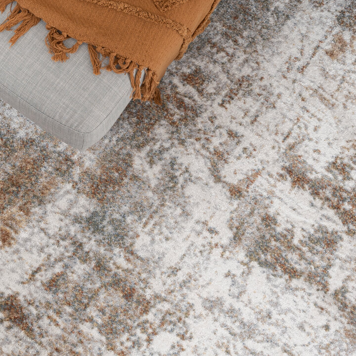 Waschbarer Teppich Rund - Misha Grunge Creme Braun - 2