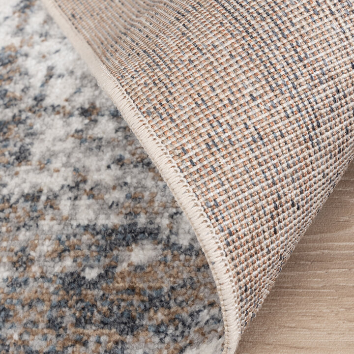 Waschbarer Teppich Rund - Misha Grunge Creme Grau - 5