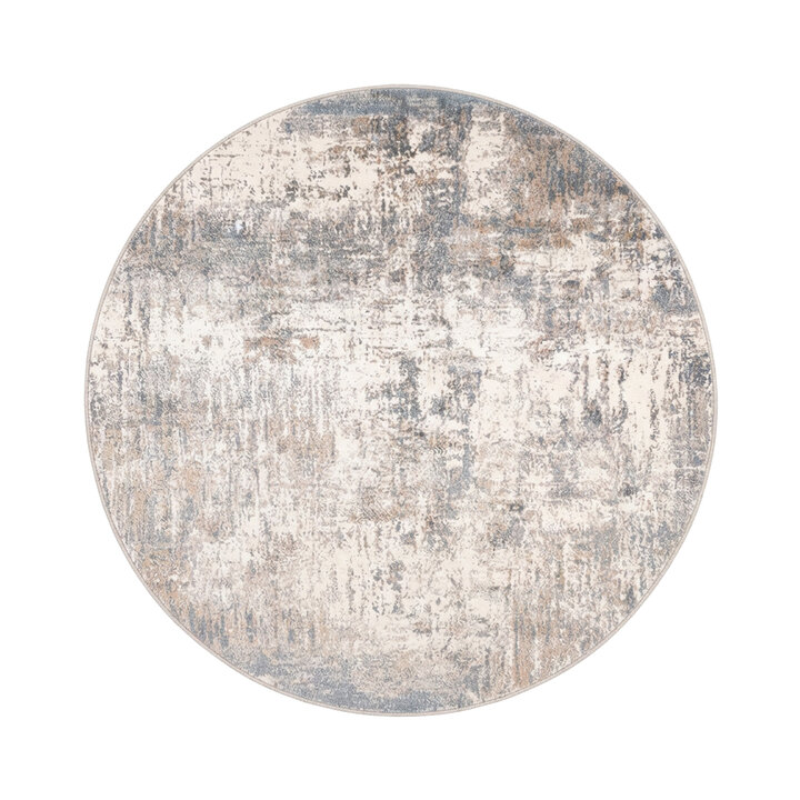 Waschbarer Teppich Rund - Misha Grunge Creme Grau - 1