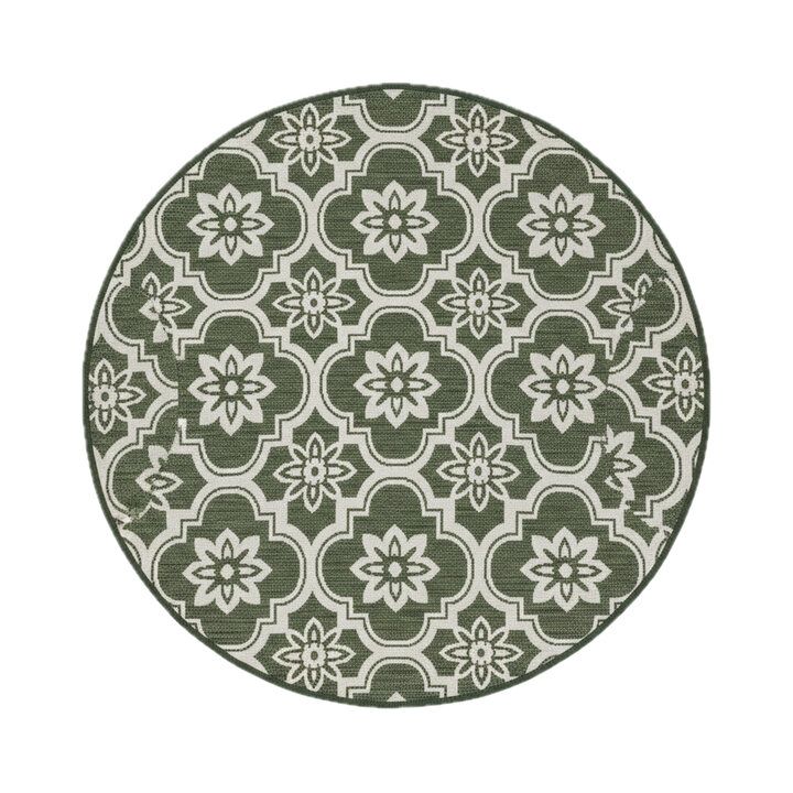 In- & Outdoor Teppich Rund - Rio Flower Grün - 1