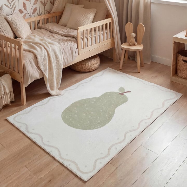 Waschbarer Kinderteppich - Mick Birne Grün