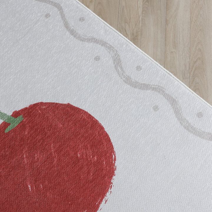 Waschbarer Kinderteppich - Mick Kirsche Rot - 2