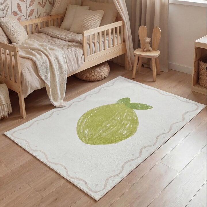 Waschbarer Kinderteppich - Mick Limette Grün