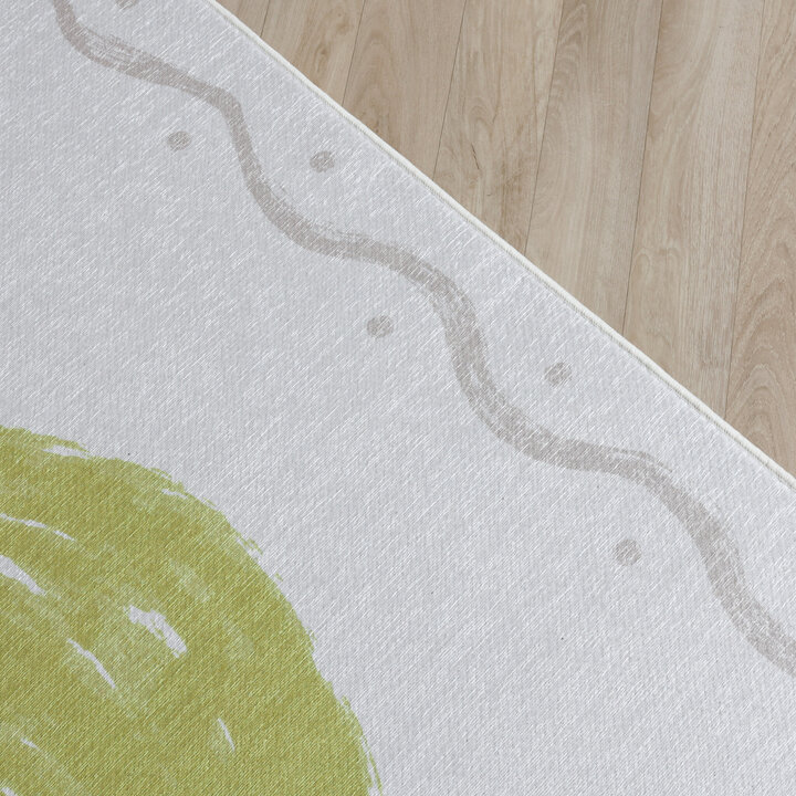 Waschbarer Kinderteppich - Mick Limette Grün - 2