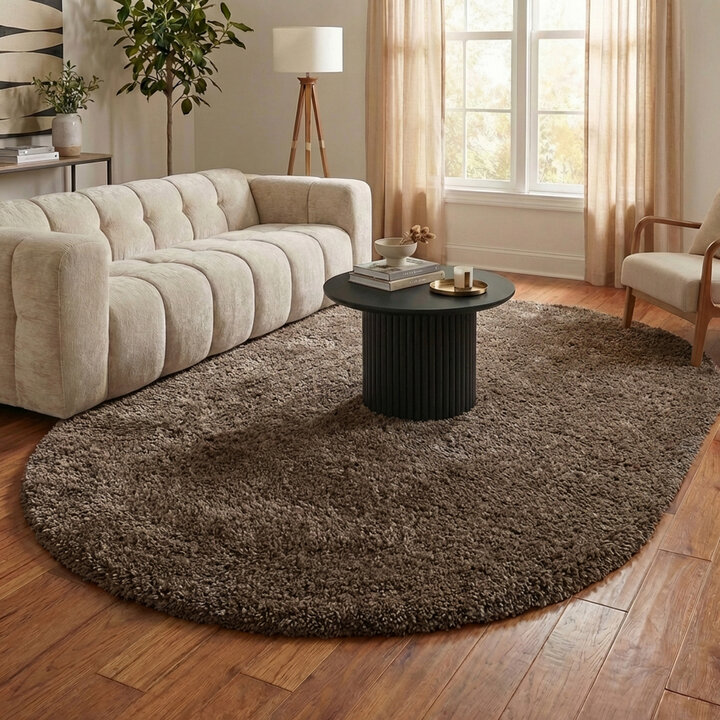 Shaggy Teppich Oval - Blaze Taupe