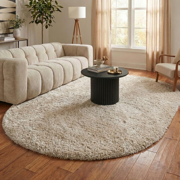 Shaggy Teppich Oval - Blaze Beige