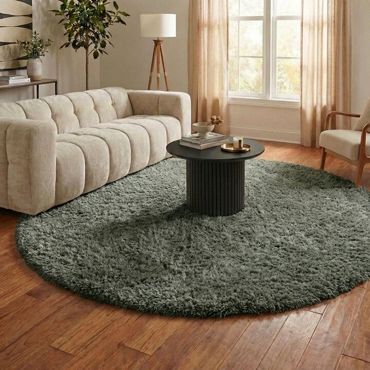 Shaggy Teppich Rund - Blaze Grün